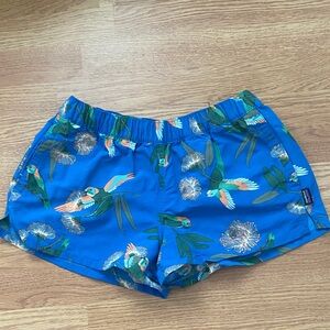 Blue Parrot Print Women's Shorts